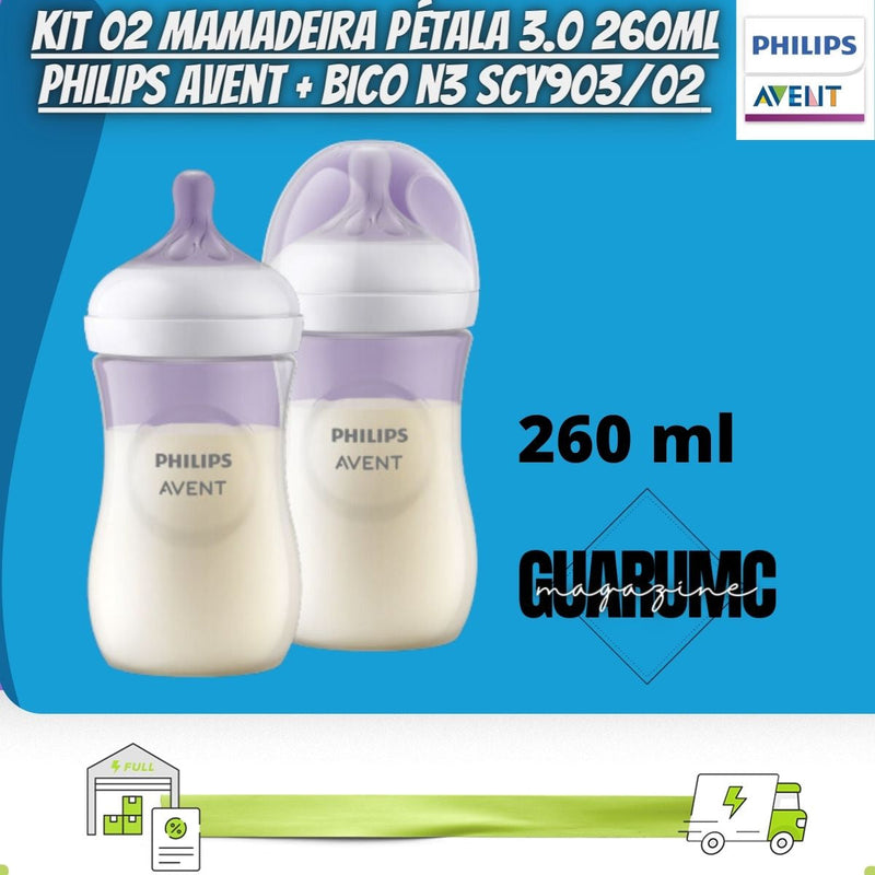 Mamadeira Pétala 3.0 260ml +1m Transp 2und Philips Avent